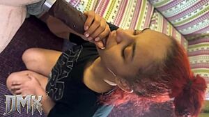Can this mulatto throat goat handle sucking big black cock with her phat ass bent over?