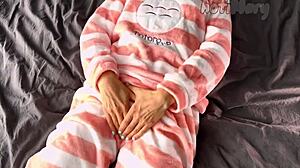 petite teen 18+ in pajama masturbates shaved pussy to orgasm