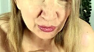 Stepmom Seduces Stepson By Striptease Do Blowjob And Get Cumshot To Huge Boobs