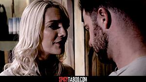 Blonde babe gets bent over and railed hard on the office desk in rough hardcore sex