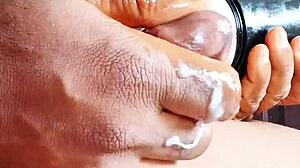 Masturbating with new toy in public, surrounded by asian, french, british roommates