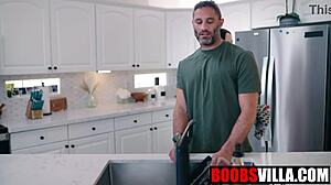 Horny housewife violet feels taboo emotions during countertop tease to hardcore fuck and titty cumshot with damon dice