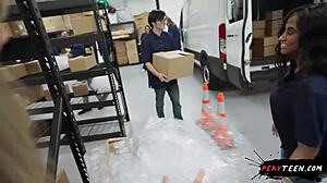 CAUGHT sneaky FUCKING my hot TEEN 18+ COWORKER in the WAREHOUSE but it WENT WRONG!