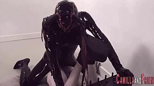 bdsm session with shemale in latex for intense action