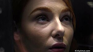 Redhead Gets Whipped On Device Bondage Deepthroat Fucking