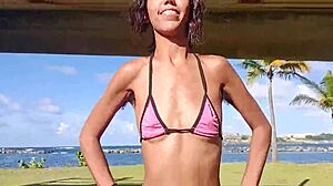 Young Girl Teases By Stripping On Public Beach