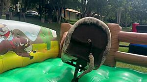 Brazilian Amateur Rides Jet Ski And Mechanical Bull In Thong Bikini