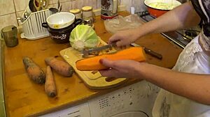 Mature Prepares Carrot Intensely