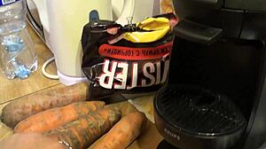 Mature Prepares Carrot Intensely