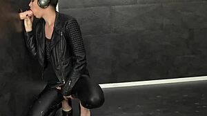 fetish babe chats during messy bukkake 😈