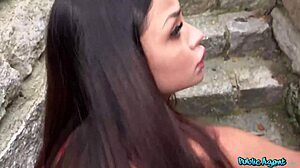 Italian Babe Martina Smeraldi Enjoys Big Cock Outside.