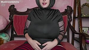 Mavis Seduces with Curvy Big Tits in Costumes and Fishnets