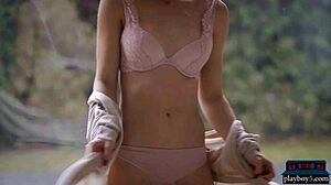 Petite Russian Model Diana Lark Shows Off Natural Tits In Solo Striptease