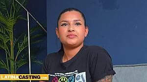 Curvy South-American Craves Sucking A Big Beefy Dick In The Middle Of A Casting. She Handles The Muscular Monster Cock Expertly.