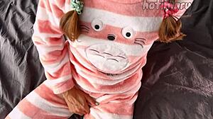 petite teen 18+ in pajama masturbates shaved pussy to orgasm