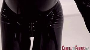 bdsm session with shemale in latex for intense action