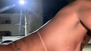 Fun street game where he enjoys oral play with a crossdressing Brazilian trans.