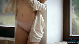 i'm watching perfect petite russian model diana lark striptease solo for playboy, her clothes ripping off