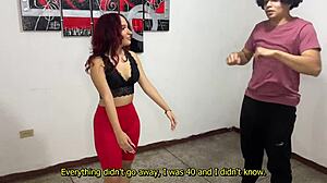 Perverted stepfather trains alone at home with his beautiful stepdaughter