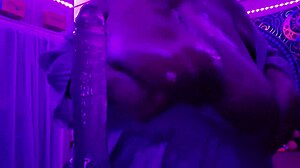big tits worshipped by big black cock in purple