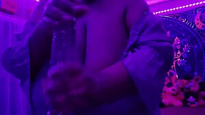 big tits worshipped by big black cock in purple