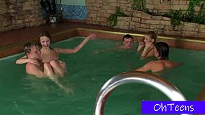 Pool Party Fun with Marushek Gavrushek Volo Lileika and Zdenka in Bathroom College Action