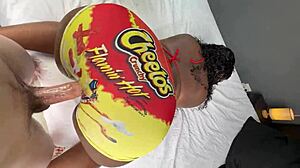 White Guy Fucks Ebony Beauty Through Yoga Pants Hole