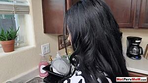 i feel so guilty fucking my busty stepmother with big tits while she washes dishes