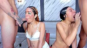 Two Hotties Dominate with Rough Face Fucking