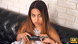 Debt4k - Russian Luder Initiates Sex to Delay Debt