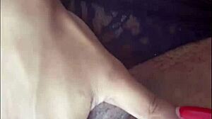 Ebony Beauty Couldn't Stop Fingering Her Fat Pierced Pussy.