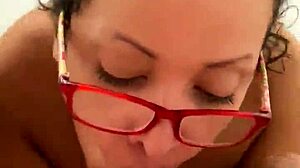 anna maria, the mature latina milf, gives an awesome blowjob on her big tits