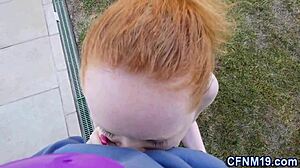 CFNM Redhead Gets Cum Dumped Outdoors!
