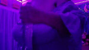 big tits worshipped by big black cock in purple