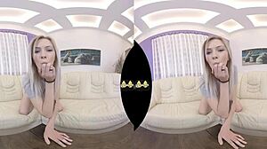 Blonde Teen Feels Intense VR Piss and Dildo Pleasure