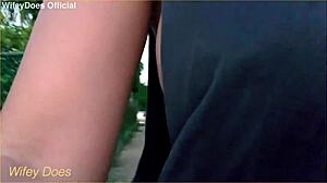 does wifey dare to flash her big tits on the street