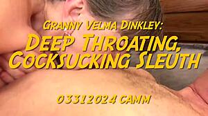 Granny Velma Dinkley deep throating and cocksucking as sleuth
