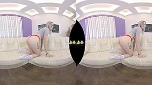 Blonde Teen Feels Intense VR Piss and Dildo Pleasure