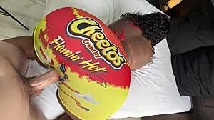 White Guy Fucks Ebony Beauty Through Yoga Pants Hole