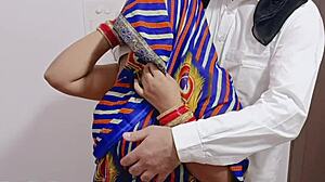 Muslim step father in law bends over hindu step daughter for doggystyle fucking and cowgirl riding in threesome with step son watching