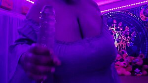big tits worshipped by big black cock in purple