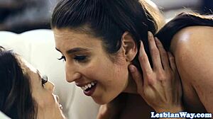 lesbian milf helps busty blonde teen with glasses