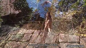 Japanese Brunette Maki Hojo Naked Masturbating Outdoors Uncensored