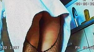 Vintage Household Chores Sex Tape Featuring Housewife In Sexy Stockings Giving Blowjob And Handjob To Amateur Partner