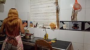 So lonely cooking, waiting for my husband to eat lunch I prepared, but he ate my pussy instead!