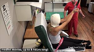 a shocking treatment for potheads involving maria in backstage scenes. she faces humiliation with gloves and handcuffs.