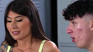 Gym day turns into fucking your teen 18+ stepsister in cowgirl pov riding creampie deepthroat