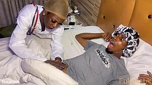 ebony petite teen rides big black cock gently