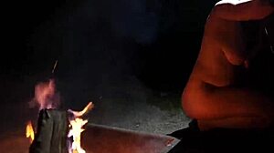 Naked beauty in the forest indulges in outdoor pleasure