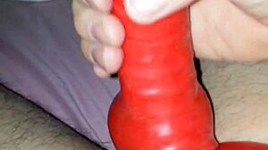 Wearing a latex suit with sheath for the costume event with husband